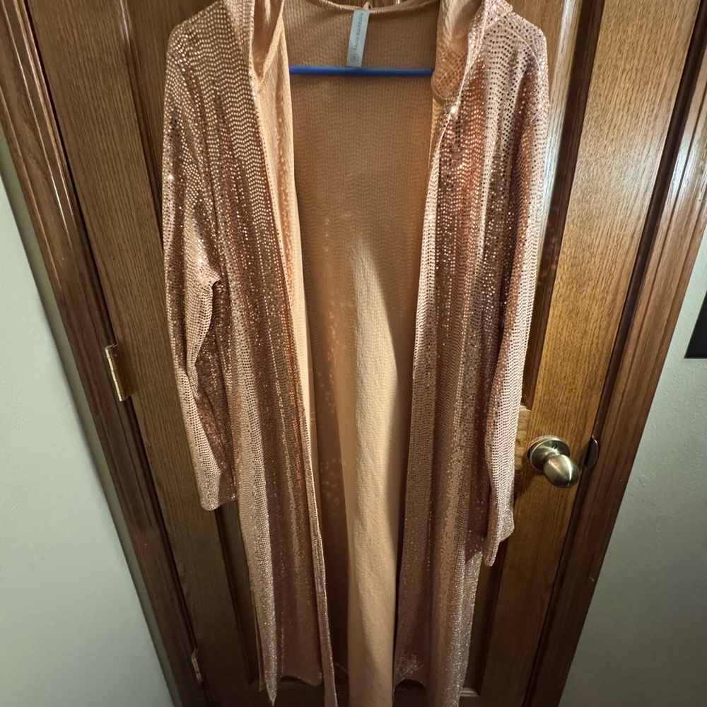 Honeyme Curvy- NWOT- Rose Gold Cardigan
